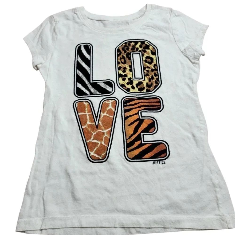 Justice Animal print Love shirt 8